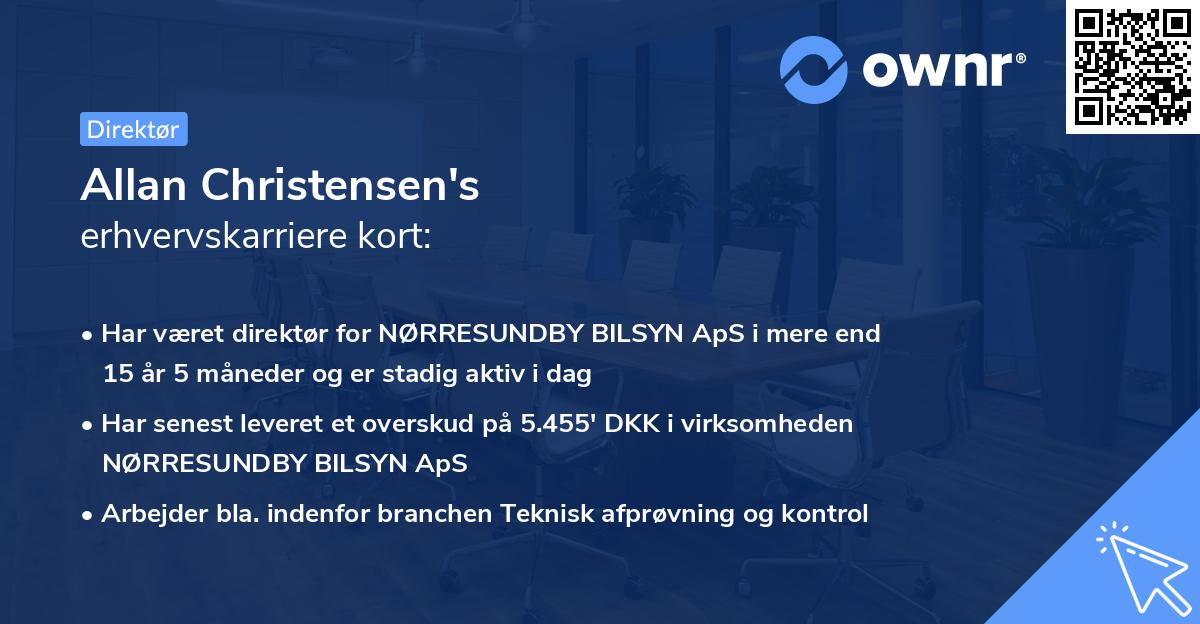 Allan Christensen's erhvervskarriere kort