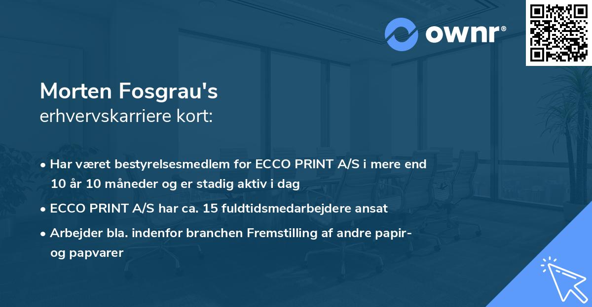 Morten Fosgrau's erhvervskarriere kort