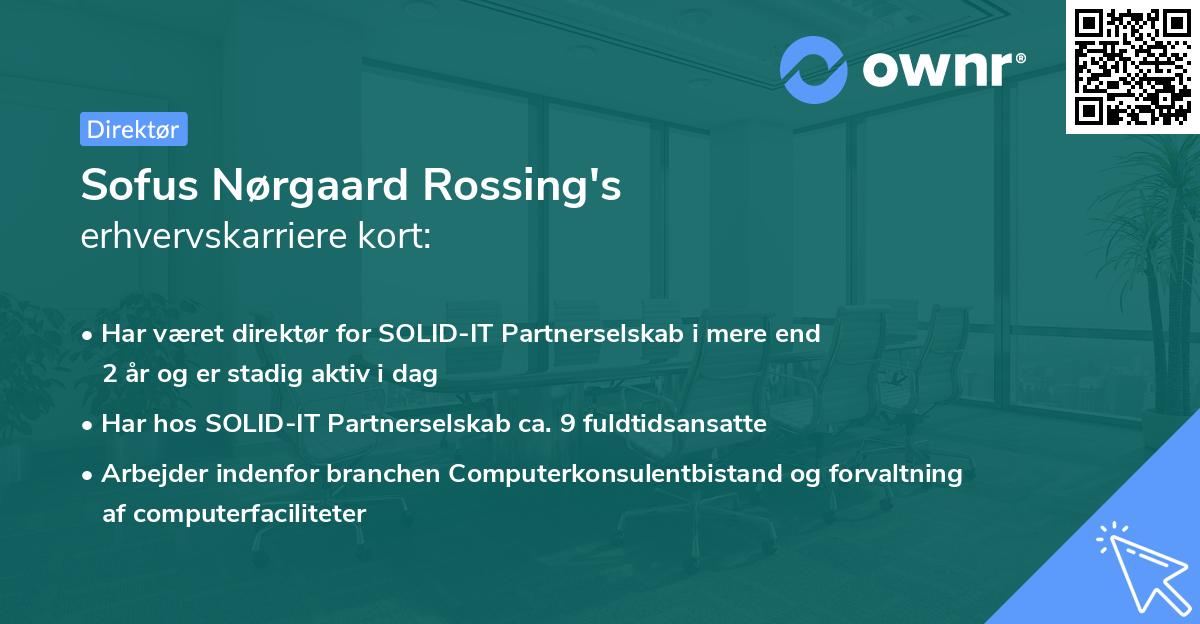 Sofus Nørgaard Rossing's erhvervskarriere kort