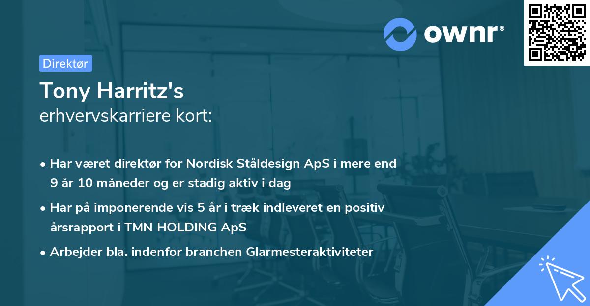 Tony Harritz's erhvervskarriere kort