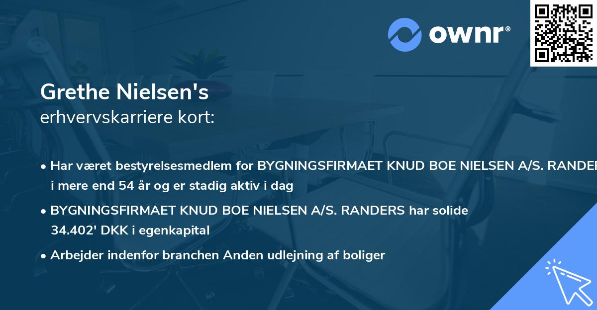 Grethe Nielsen's erhvervskarriere kort