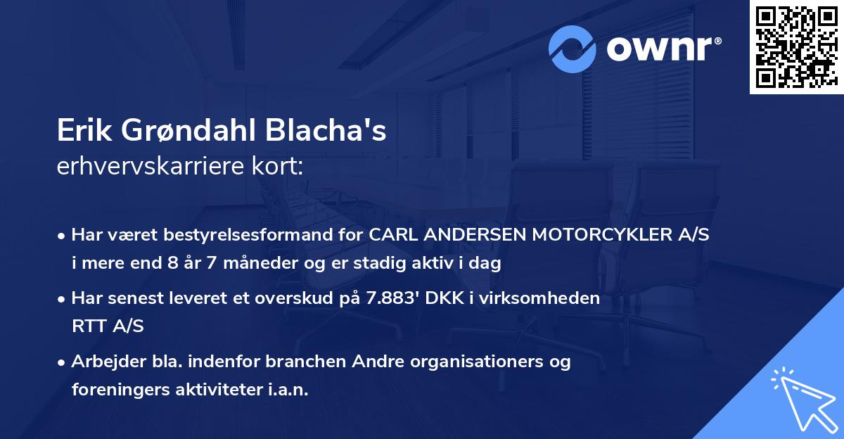 Erik Grøndahl Blacha's erhvervskarriere kort