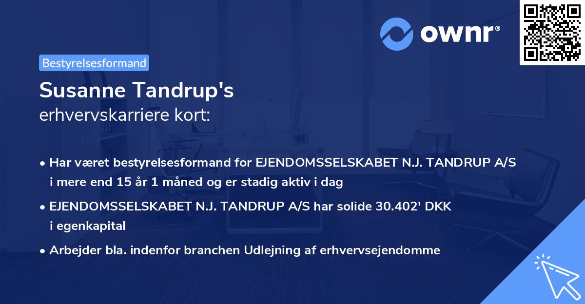 Susanne Tandrup's erhvervskarriere kort