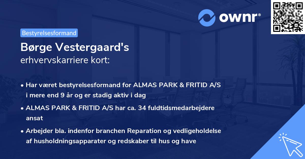 Børge Vestergaard's erhvervskarriere kort