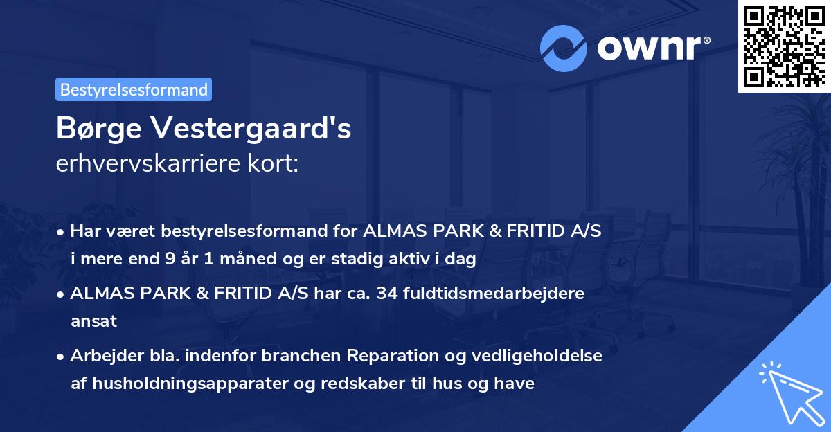 Børge Vestergaard's erhvervskarriere kort