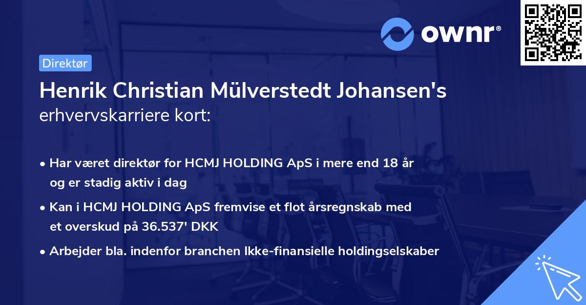 Henrik Christian Mülverstedt Johansen's erhvervskarriere kort