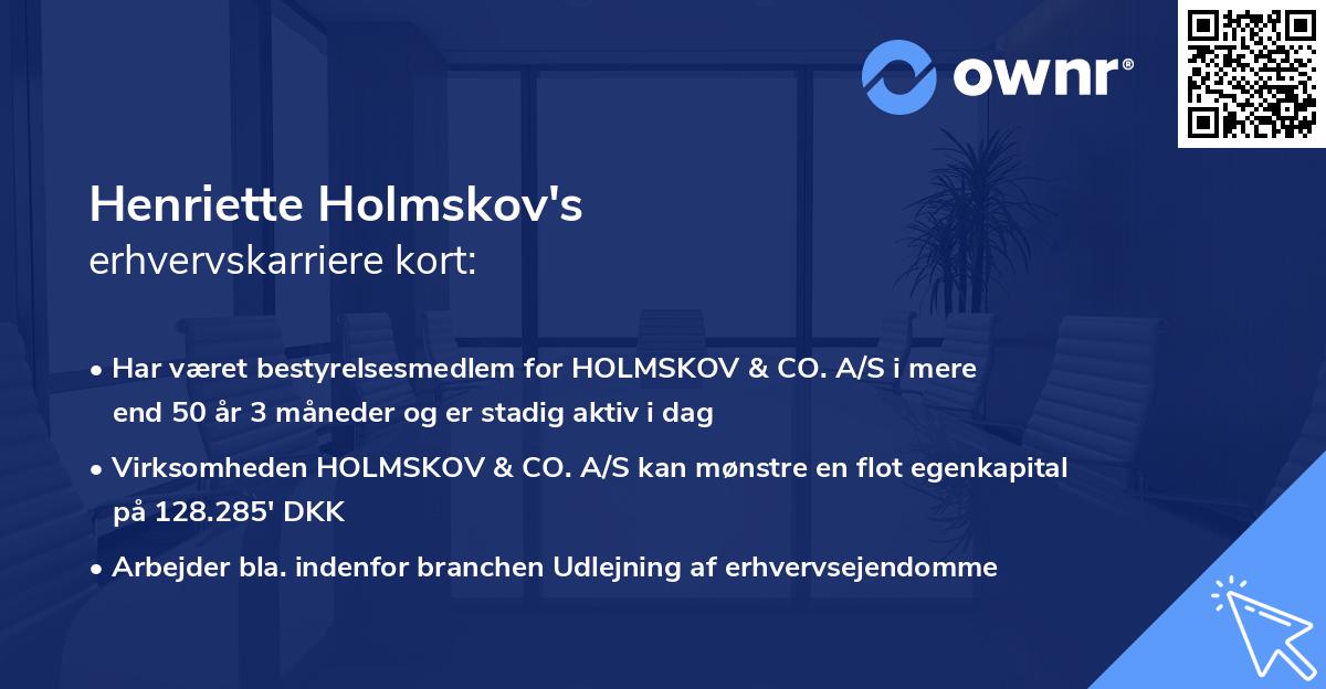 Henriette Holmskov's erhvervskarriere kort