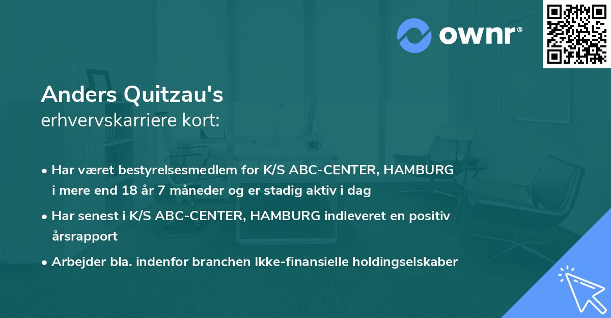 Anders Quitzau's erhvervskarriere kort