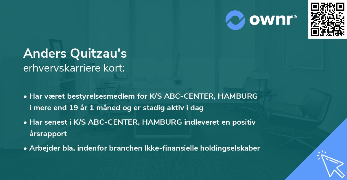 Anders Quitzau's erhvervskarriere kort