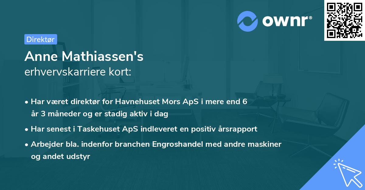 Anne Mathiassen's erhvervskarriere kort