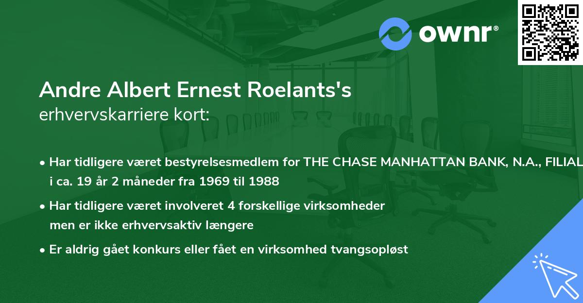 Andre Albert Ernest Roelants's erhvervskarriere kort