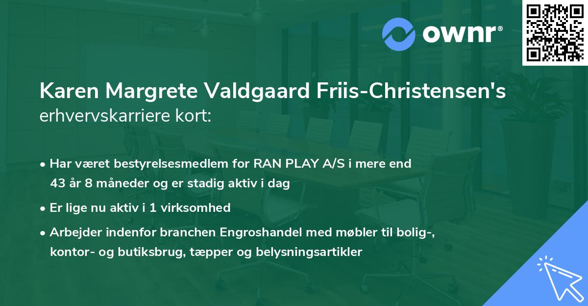 Karen Margrete Valdgaard Friis-Christensen's erhvervskarriere kort