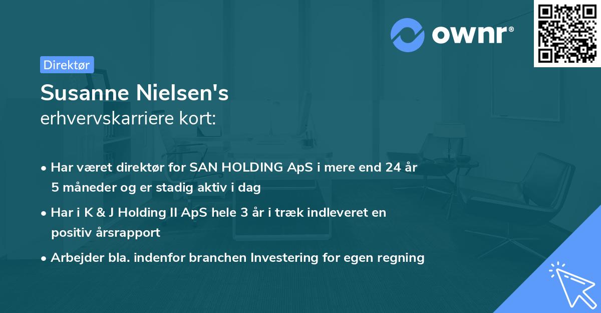 Susanne Nielsen's erhvervskarriere kort