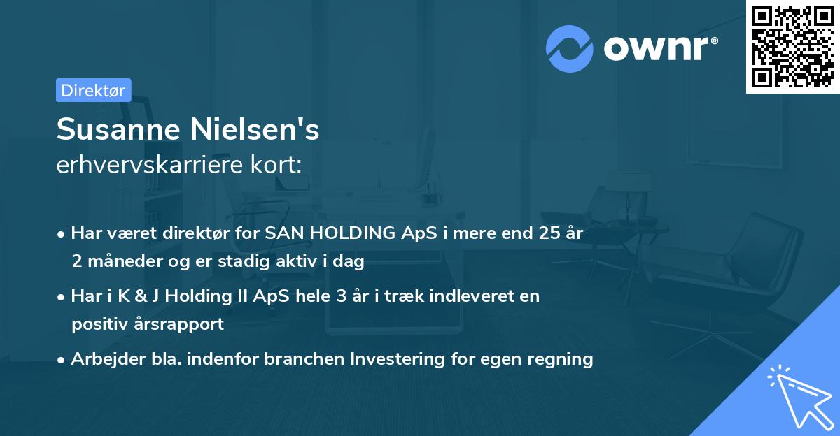 Susanne Nielsen's erhvervskarriere kort