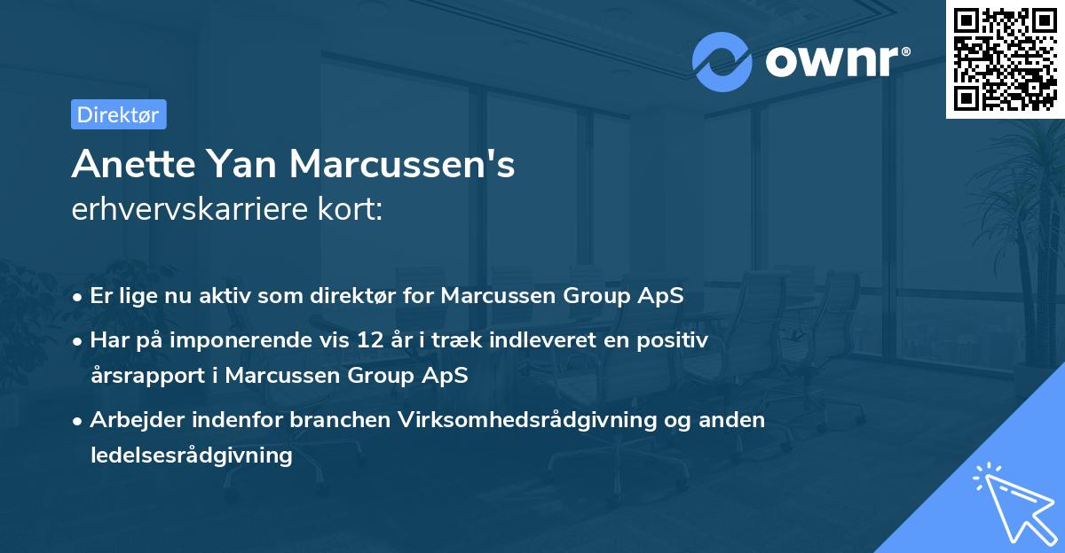 Anette Yan Marcussen's erhvervskarriere kort