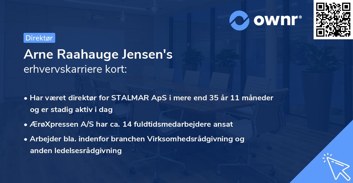 Arne Raahauge Jensen's erhvervskarriere kort