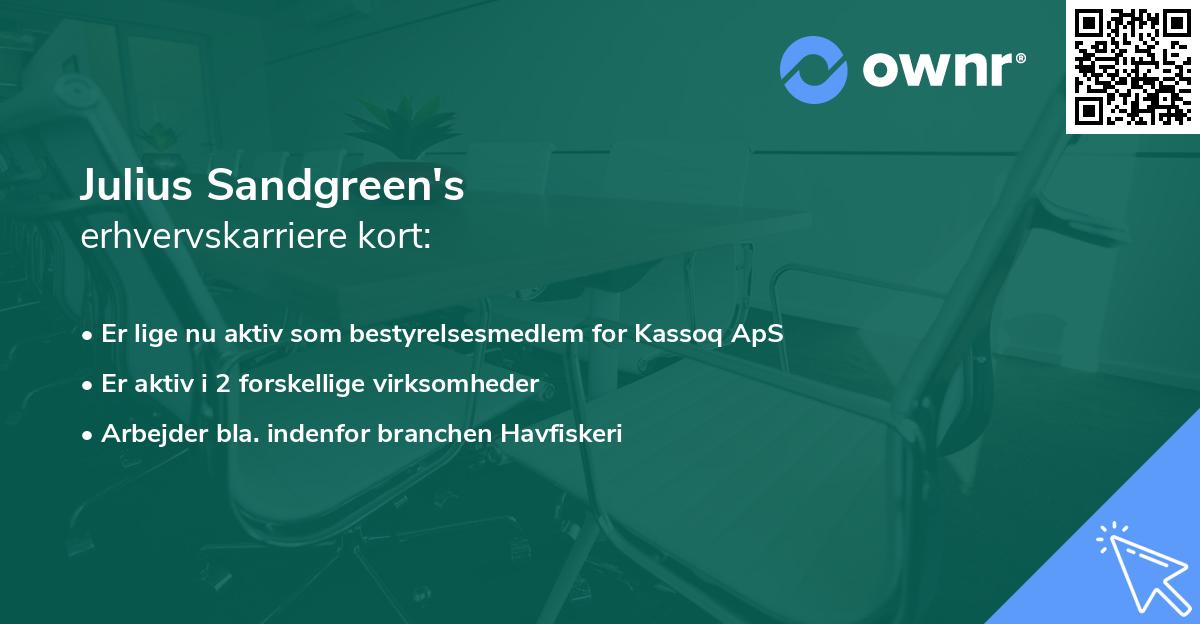 Julius Sandgreen's erhvervskarriere kort