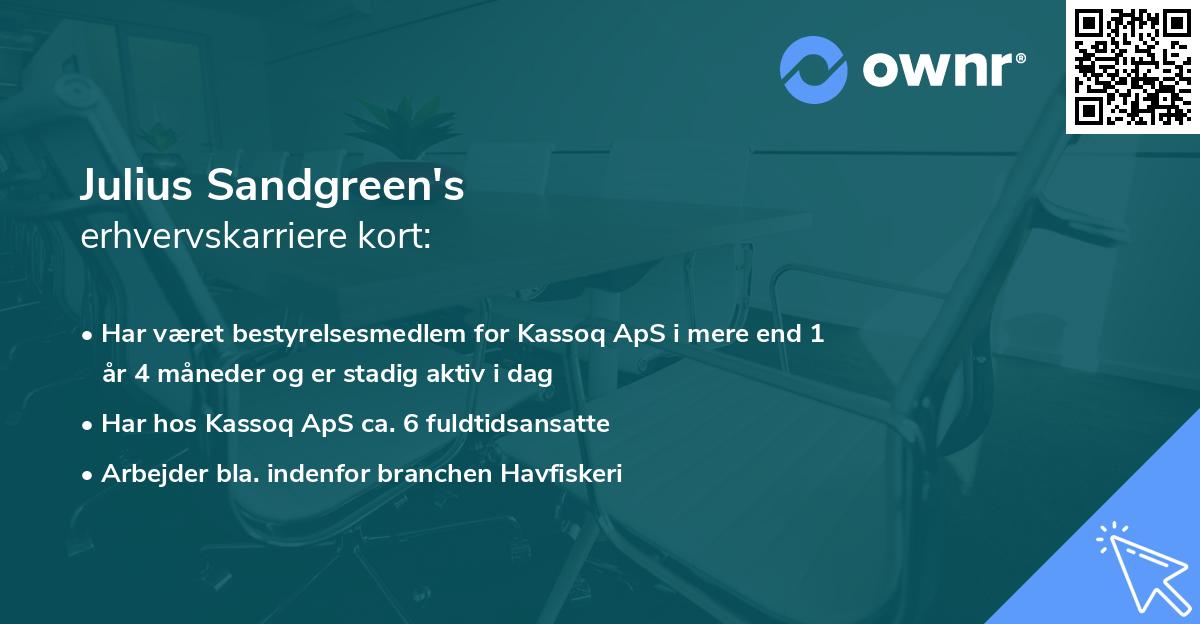 Julius Sandgreen's erhvervskarriere kort