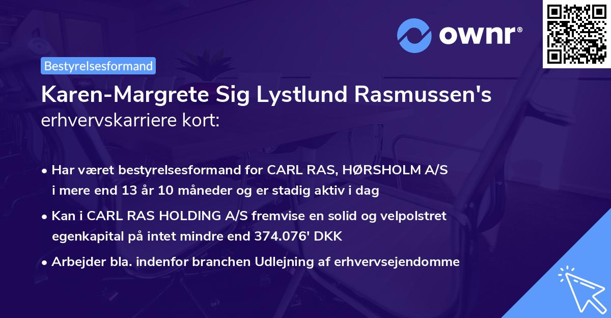 Karen-Margrete Sig Lystlund Rasmussen's erhvervskarriere kort