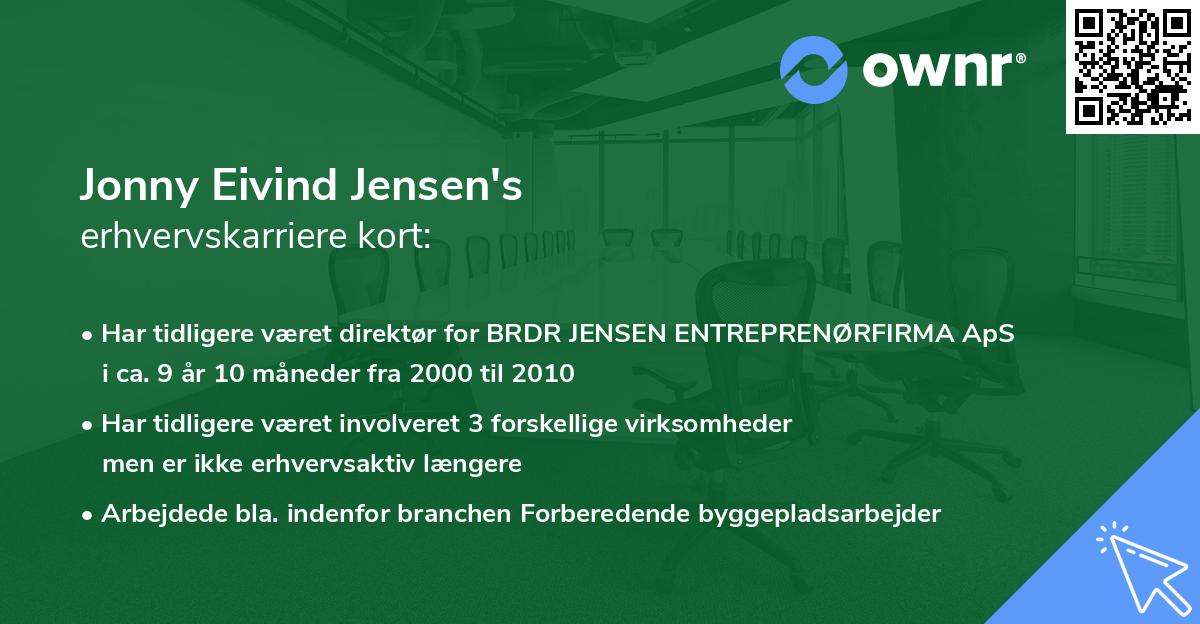 Jonny Eivind Jensen's erhvervskarriere kort