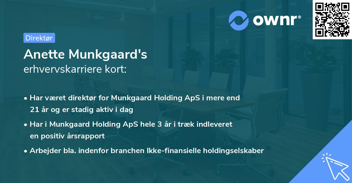 Anette Munkgaard's erhvervskarriere kort