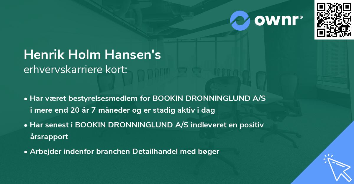 Henrik Holm Hansen's erhvervskarriere kort