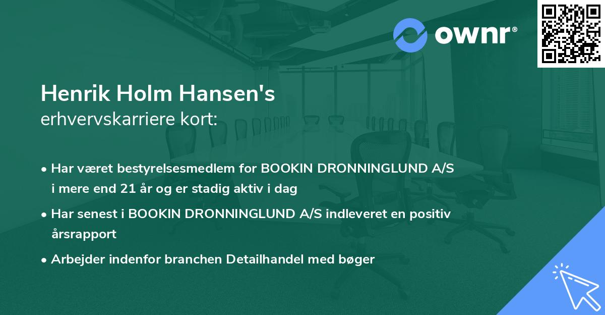 Henrik Holm Hansen's erhvervskarriere kort