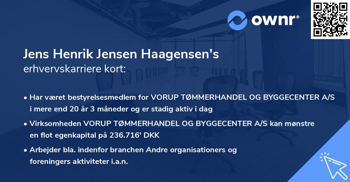 Jens Henrik Jensen Haagensen's erhvervskarriere kort