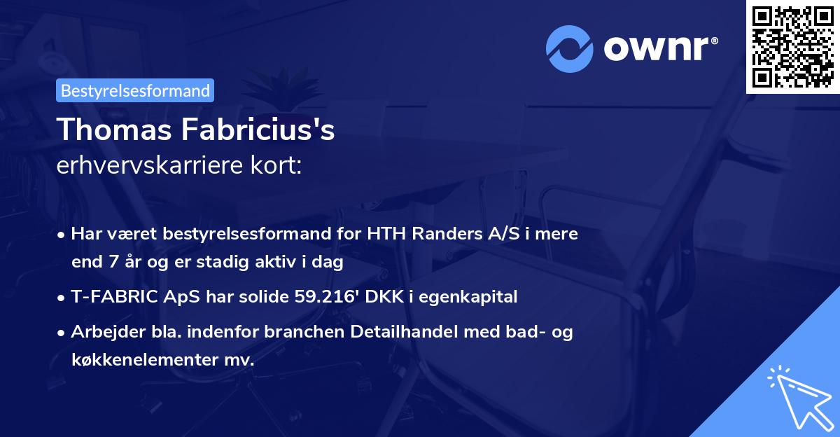 Thomas Fabricius's erhvervskarriere kort