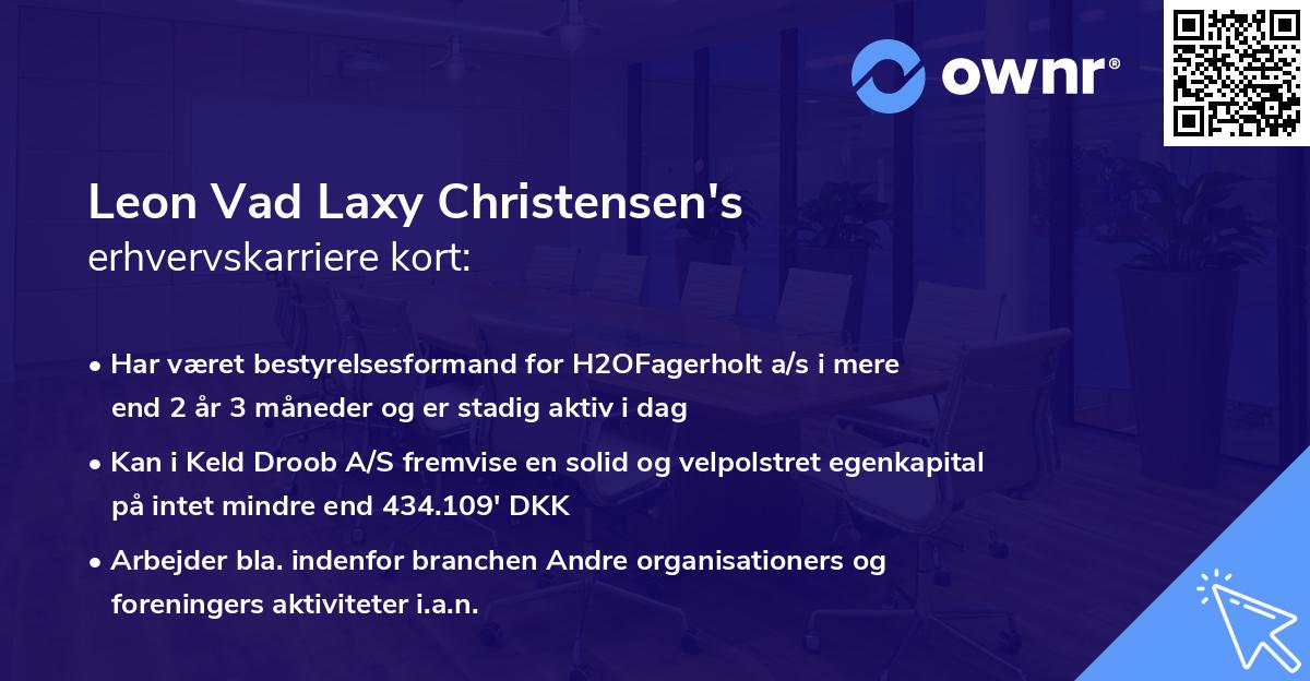 Leon Vad Laxy Christensen's erhvervskarriere kort