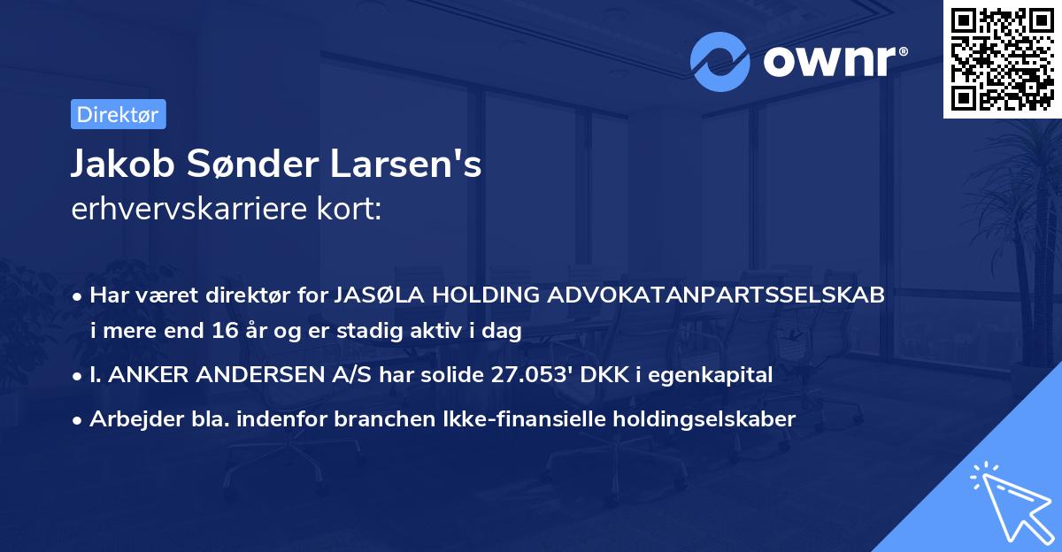Jakob Sønder Larsen's erhvervskarriere kort