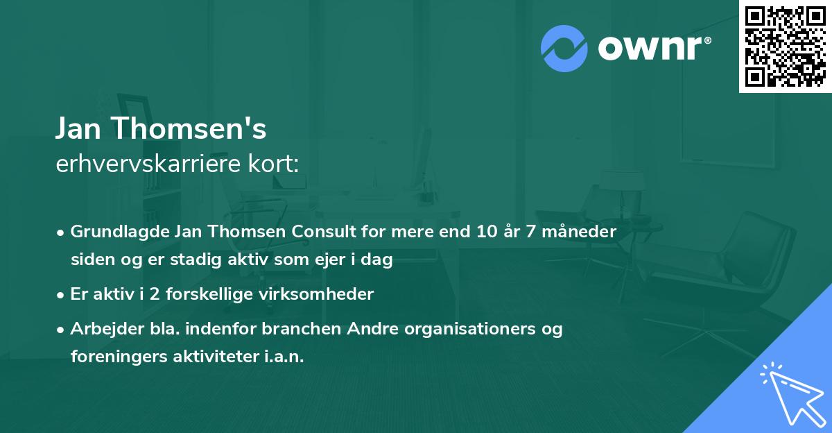 Jan Thomsen's erhvervskarriere kort