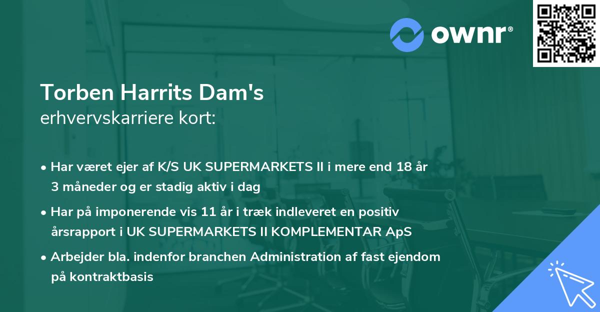 Torben Harrits Dam's erhvervskarriere kort