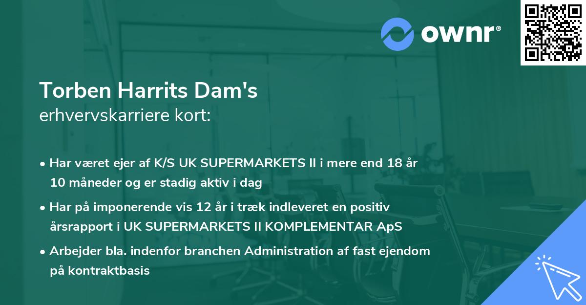 Torben Harrits Dam's erhvervskarriere kort