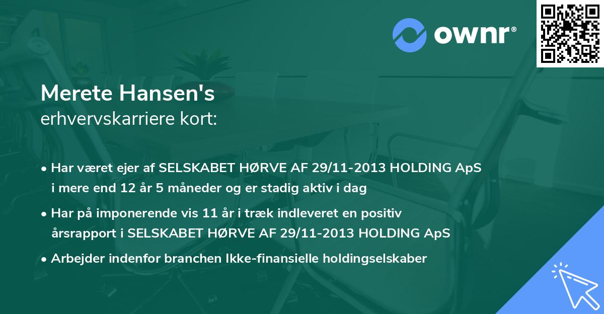 Merete Hansen's erhvervskarriere kort