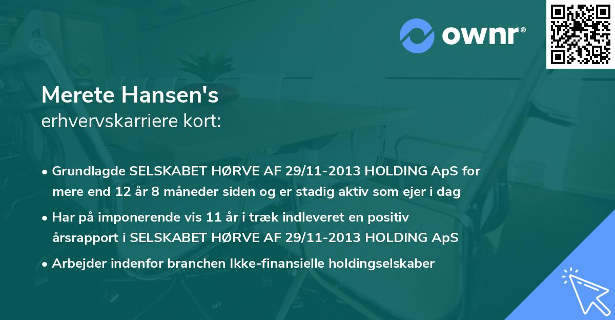 Merete Hansen's erhvervskarriere kort