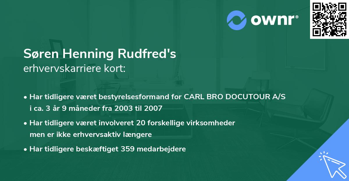 Søren Henning Rudfred's erhvervskarriere kort