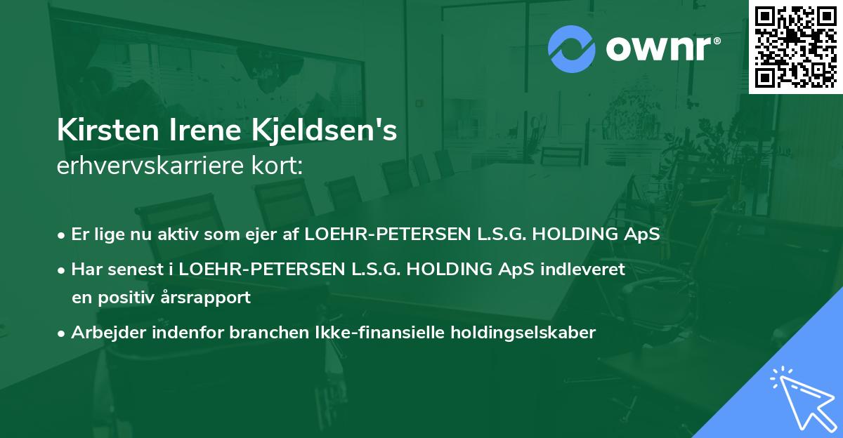 Kirsten Irene Kjeldsen's erhvervskarriere kort