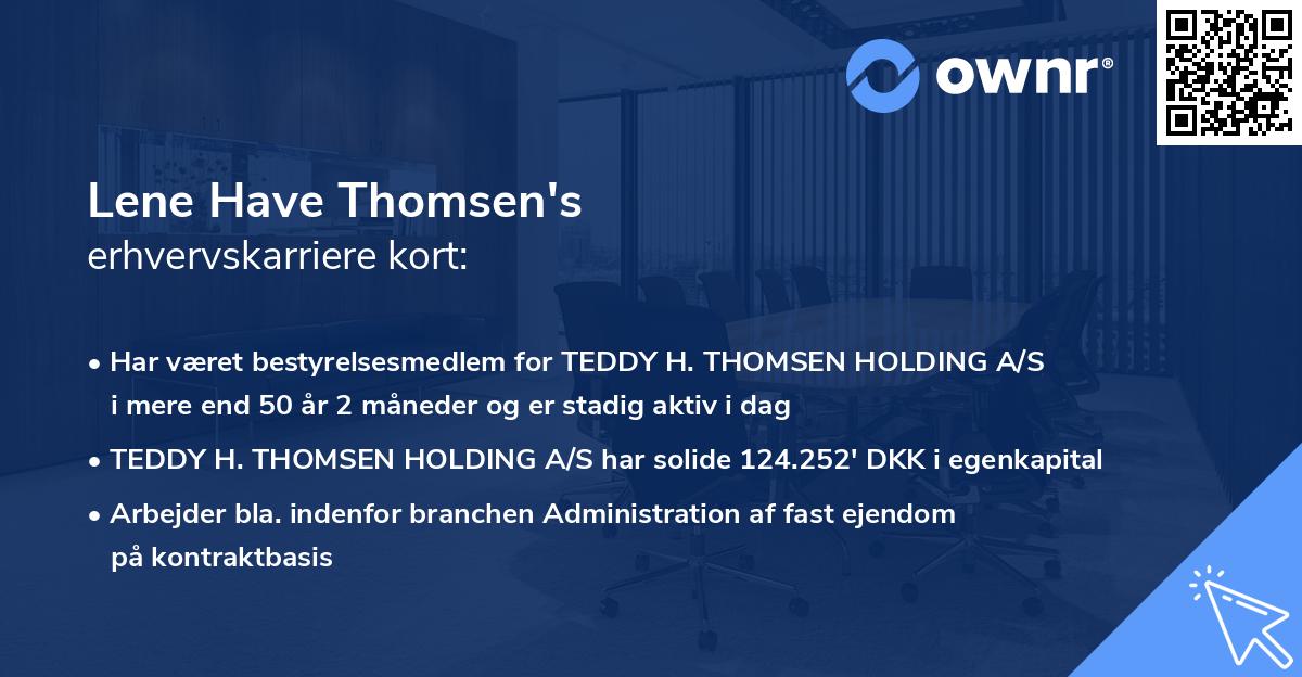 Lene Have Thomsen's erhvervskarriere kort