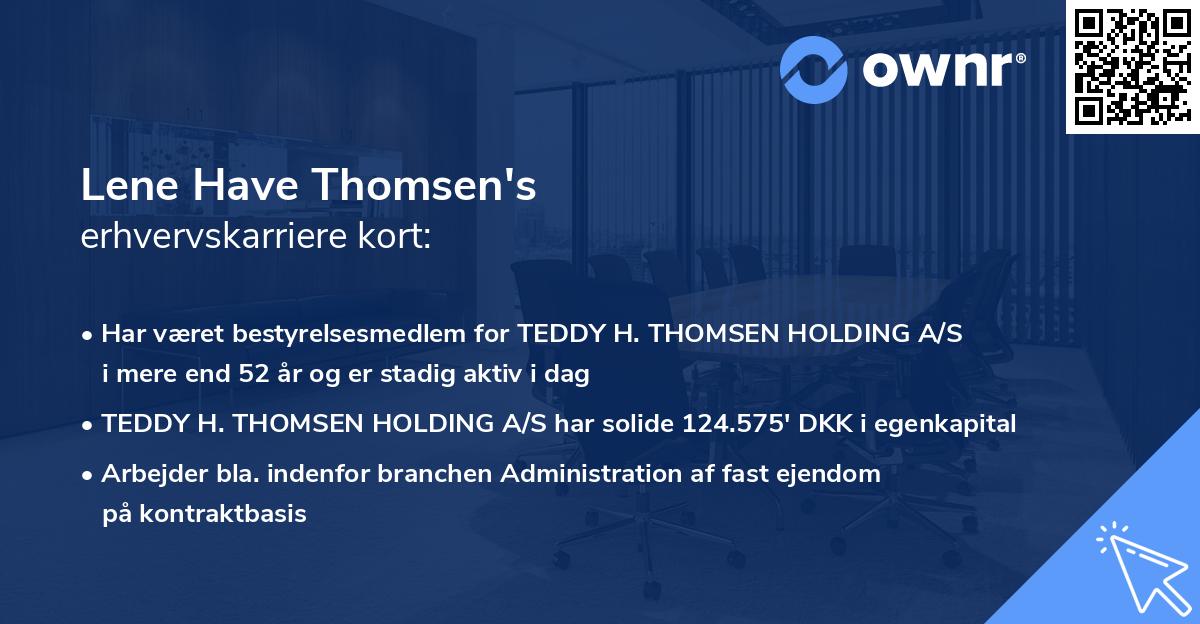 Lene Have Thomsen's erhvervskarriere kort