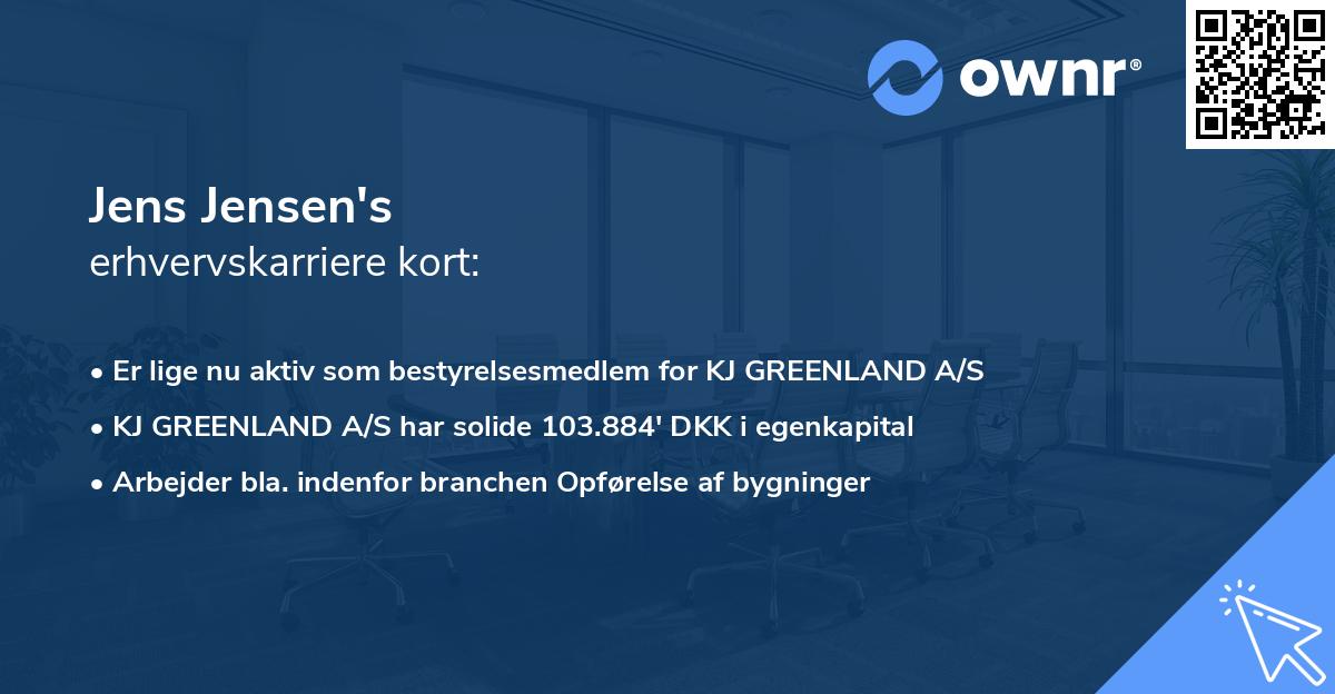 Jens Jensen's erhvervskarriere kort