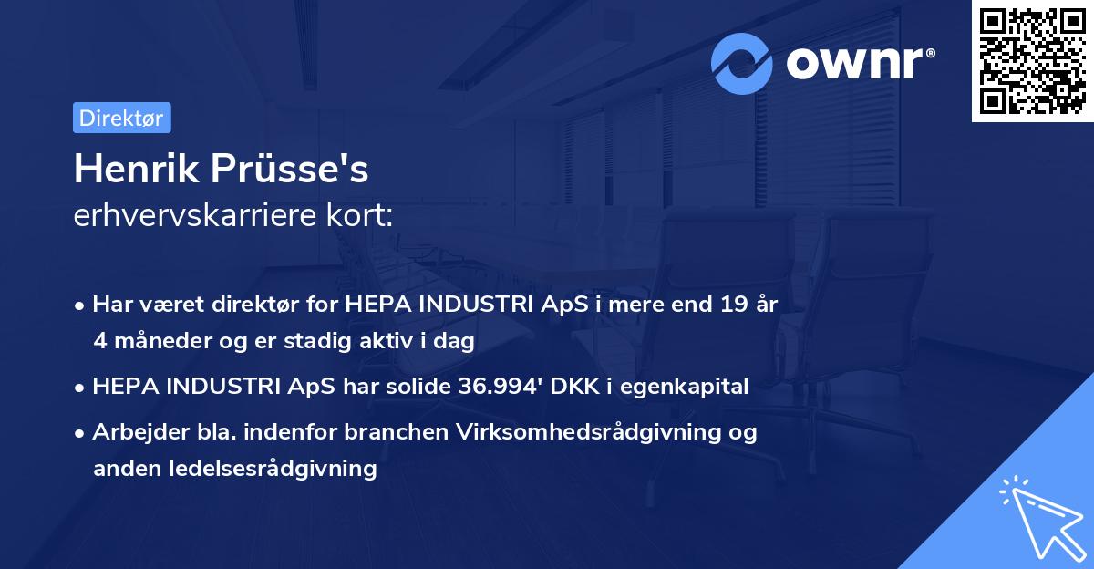 Henrik Prüsse's erhvervskarriere kort