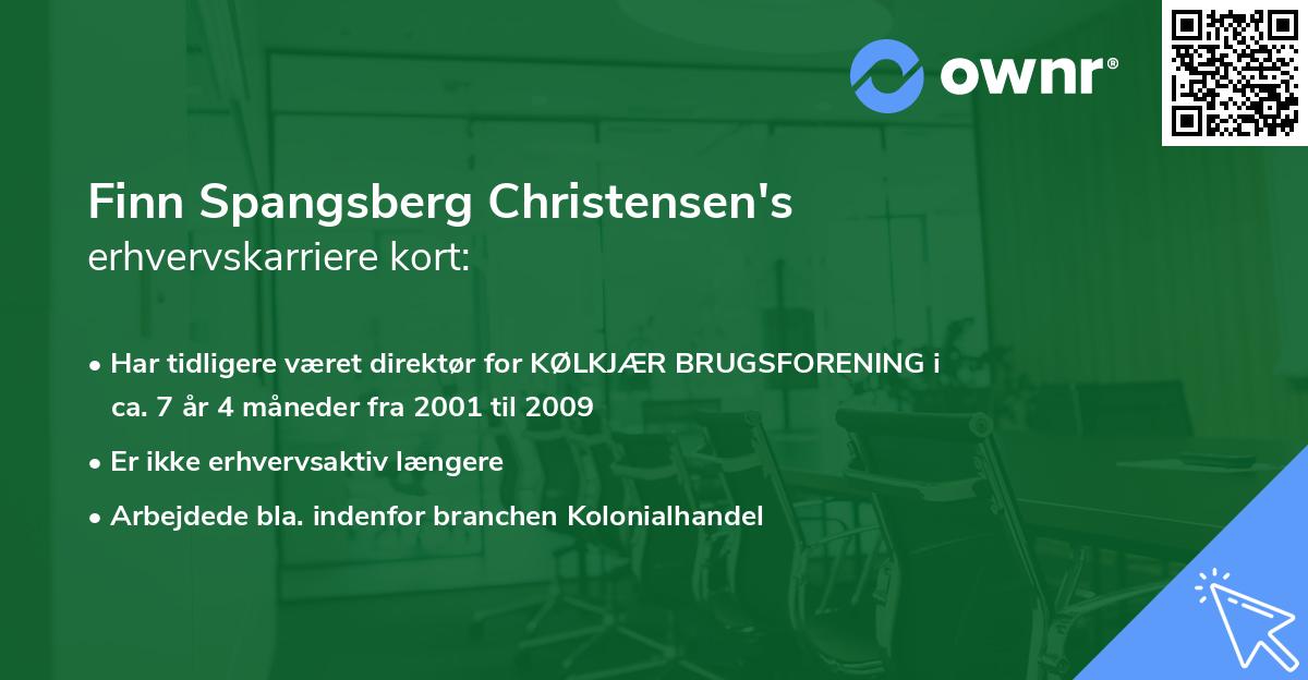 Finn Spangsberg Christensen's erhvervskarriere kort
