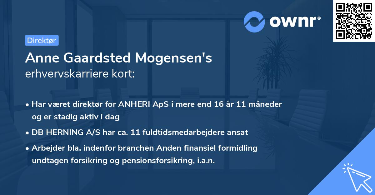 Anne Gaardsted Mogensen's erhvervskarriere kort