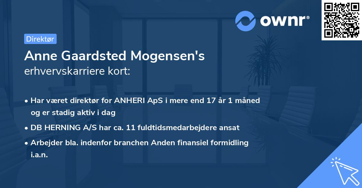 Anne Gaardsted Mogensen's erhvervskarriere kort