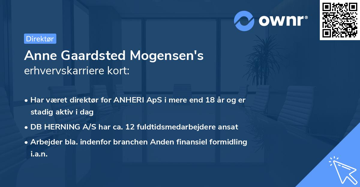 Anne Gaardsted Mogensen's erhvervskarriere kort