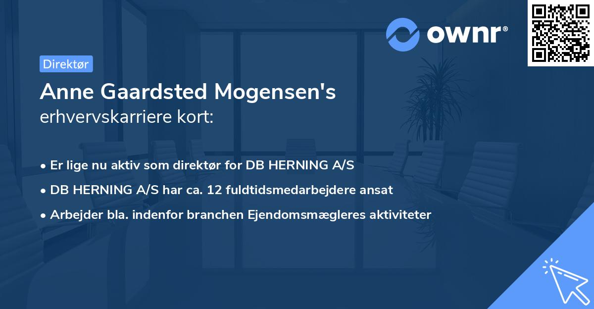 Anne Gaardsted Mogensen's erhvervskarriere kort