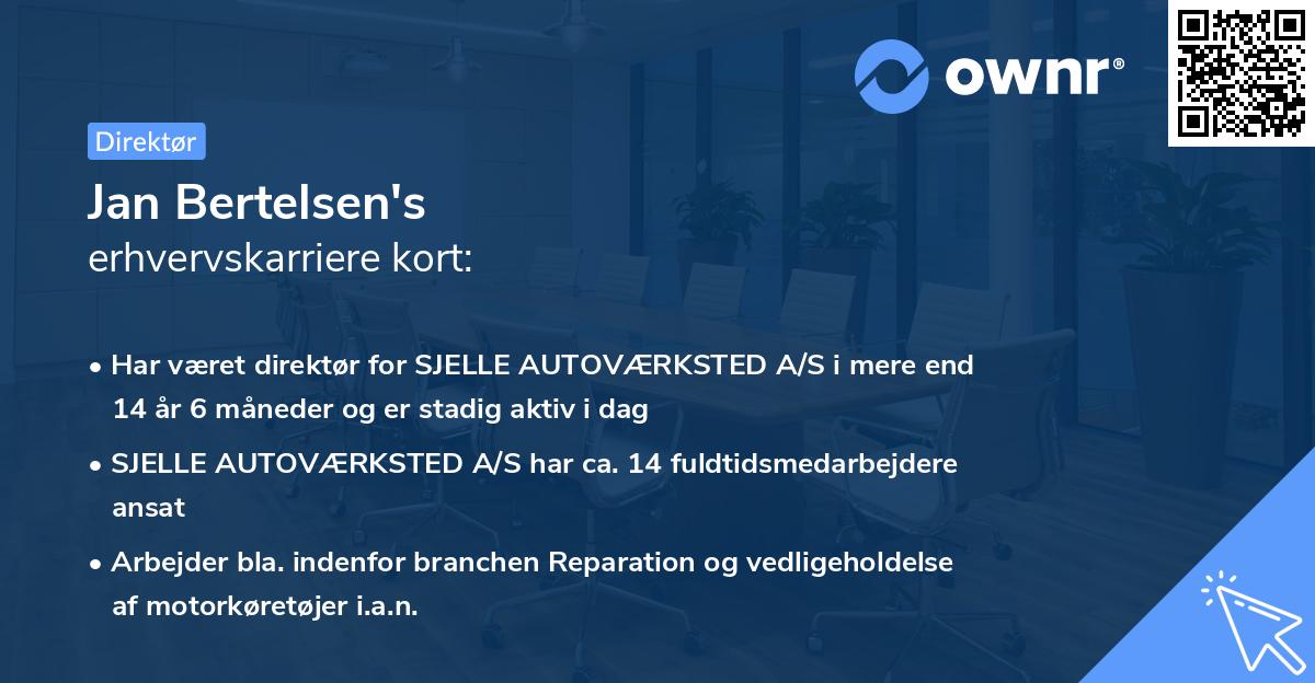 Jan Bertelsen's erhvervskarriere kort
