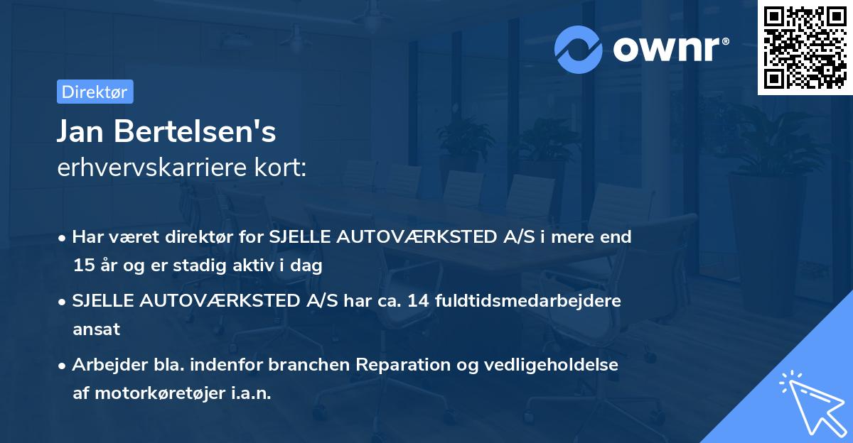 Jan Bertelsen's erhvervskarriere kort