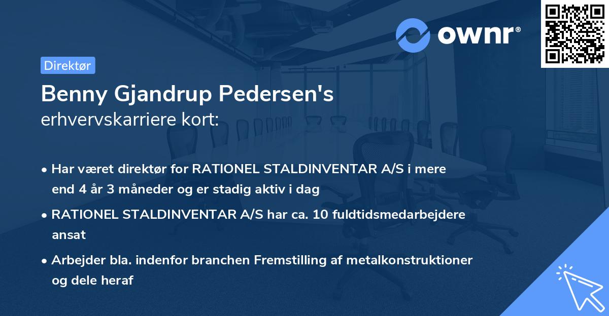 Benny Gjandrup Pedersen's erhvervskarriere kort